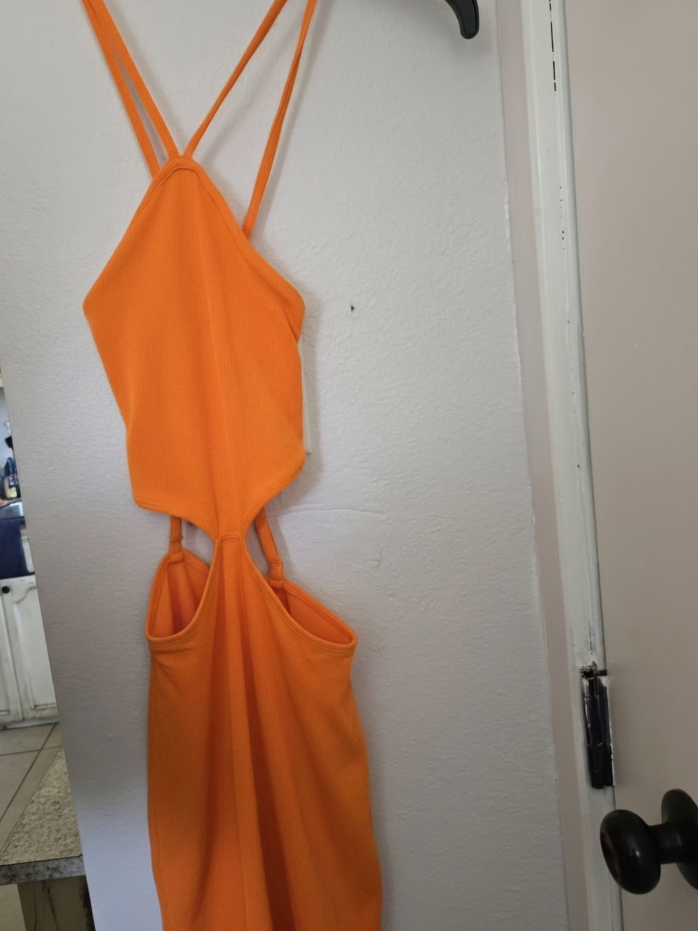 Kids One-Piece Orange Cutout Swimsuit